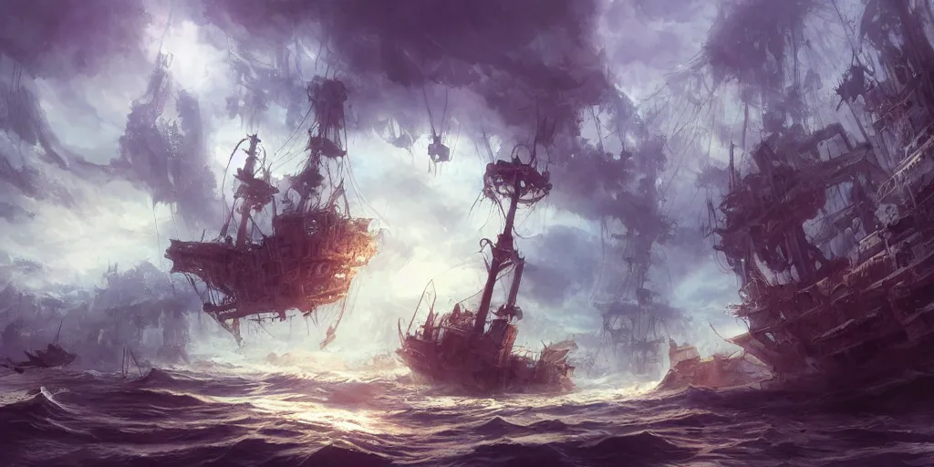 Prompt: an abandoned pirate ship, underwater, digital art made by stanley artgerm lau, wlop, rossdraws, james jean, andrei riabovitchev, marc simonetti, yoshitaka amano, artstation, cgsociety