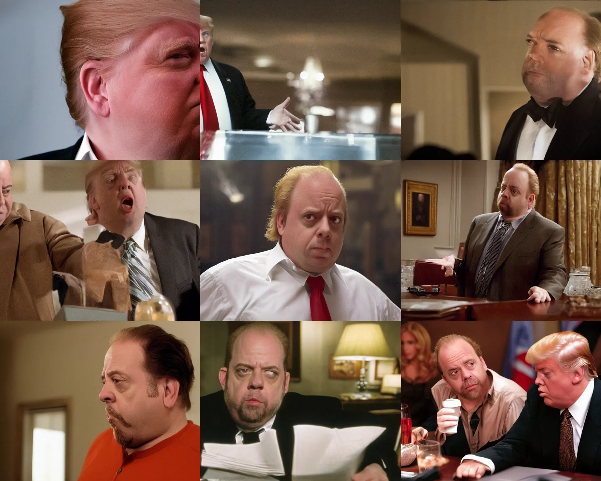 Image similar to paul giamatti portrays donald trump, still from the sopranos ( 2 0 0 4 ), cinematic