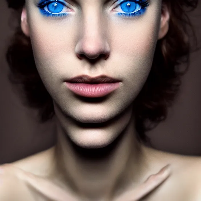 Prompt: dramatic photographic Close-up face of a extremely beautiful girl with blue eyes and light brown hair ,four fingers maximum, high light on the left, non-illuminated backdrop, illuminated by a dramatic light, Low key lighting, light dark, High constrast, dramatic , Flora Borsi, Alessio Albi, Steve Mccurry, Lee Jeffries , Norman Rockwell, Craig Mulins ,dark background, high quality, photo-realistic, 8K,