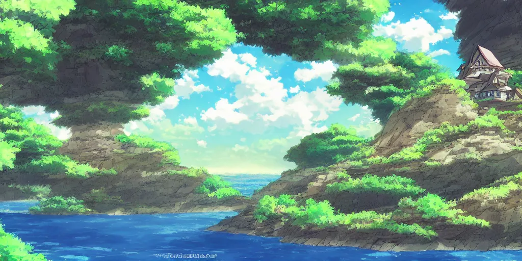 Prompt: landscape, anime art style, studio ghibli, 4 k, 8 k