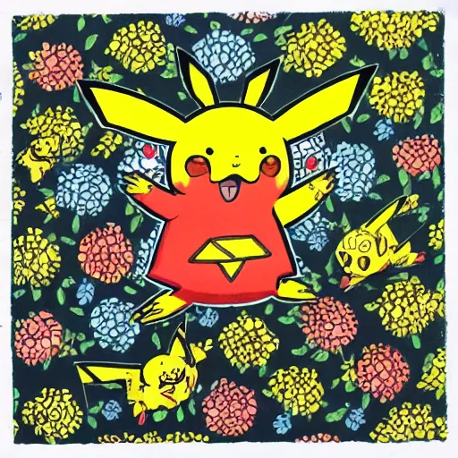 Prompt: pikachu in the style of louis wain