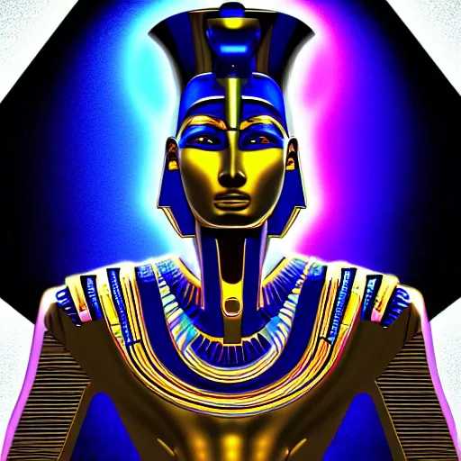 Image similar to a futurist cybernetic pharaoh, future perfect, award winning digital art