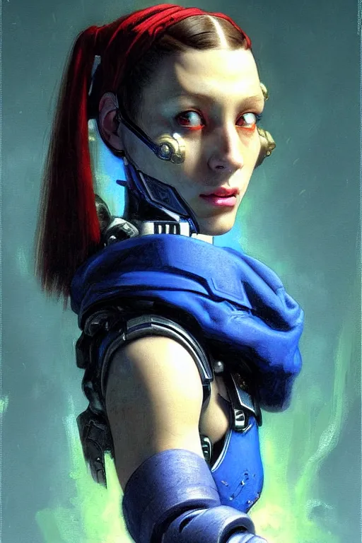 Image similar to character portrait cyberpunk starcraft terran warhammer 4 0 k space marine commmissar ( ( ( ( ( ( ( ( totally definitely not negative no not girl with the pearl earring inspired ) ) ) ) ) ) ), character design, painting by gaston bussiere, katsuya terada, frank frazetta, tom of finland, trending on artstation