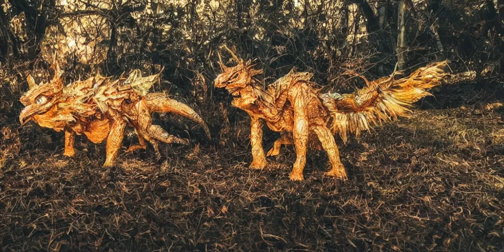 Image similar to photo of real life pokemons, creepy!!!, scaly!!!, gritty!!!, menacing!!!, evil, ultra realistic, gritty, golden hour, volumetric lighting, sharp focus