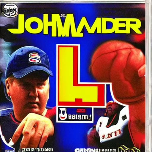 Prompt: john madden : john's mad the video game 1 9 9 7 tournament for the sega playstation, game case, box art, cd jewel case