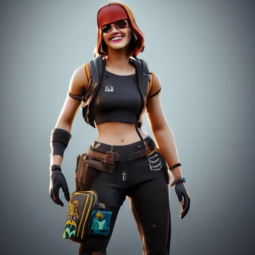 Image similar to textured film grain subsurface scattering fashion model face smiling laughing squinting emma watson as a fortnite character cgsociety octane render unreal engine redshift render trending on artstation trending on artstation render blender behance cg superhero