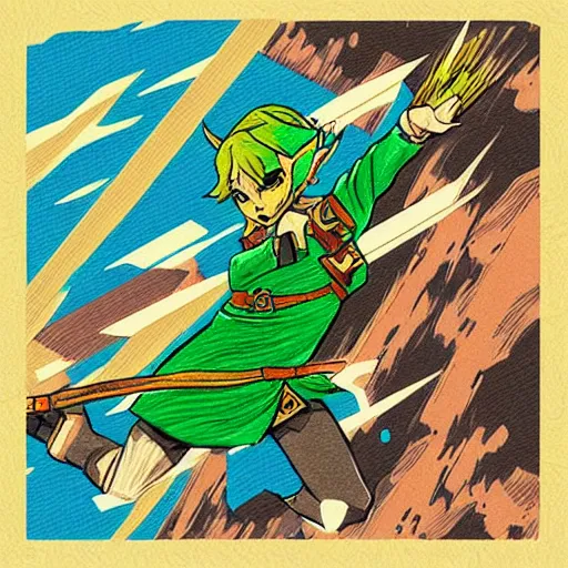 Prompt: “Zelda 1 illustrations turned into Illusory motion”