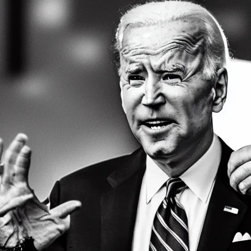 Prompt: gasoline being pumped into joe biden like a car