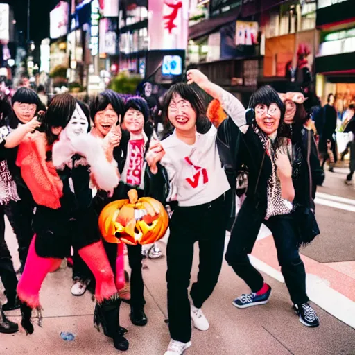 Image similar to group of people having fun on Halloween in Shibuya, amateur film photographer