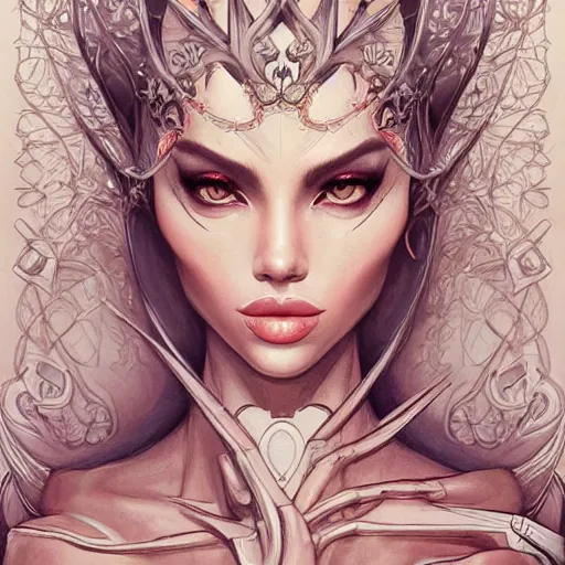 Image similar to allure queen, heroine, beautiful, detailed symmetrical close - up portrait, intricate complexity, in the style of artgerm and peter mohrbacher, cel - shaded