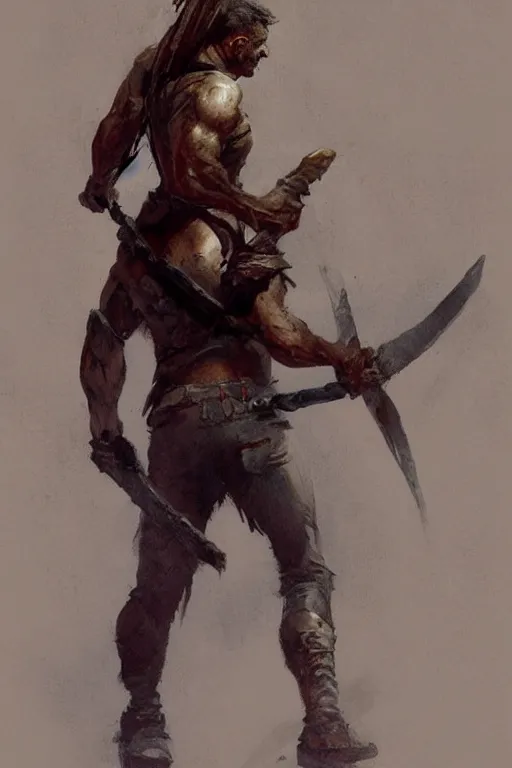 Prompt: holding an axe, concept art in style of Greg Rutkowski, painted by Frank Frazetta, John Singer Sargant