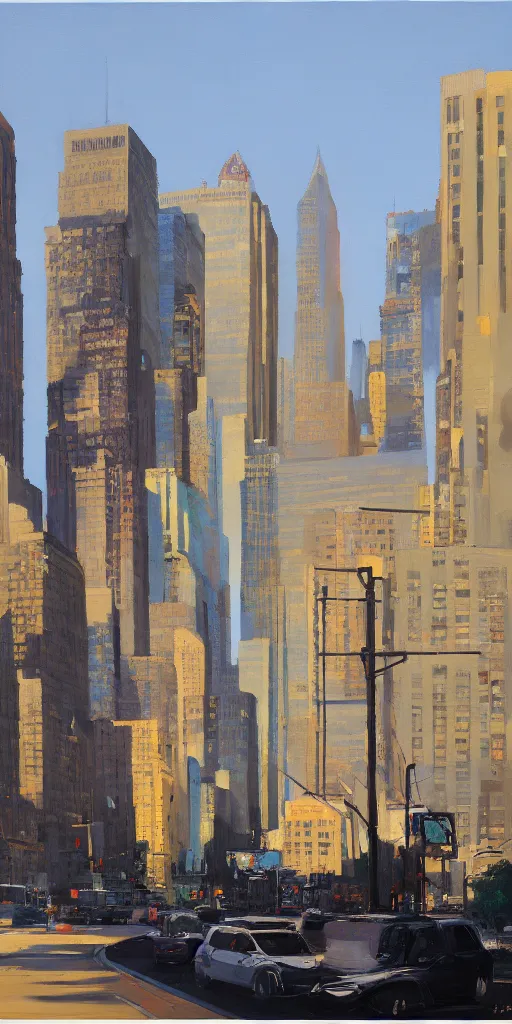 Image similar to city morning ben aronson matte painting