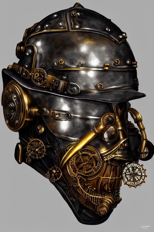 Image similar to steampunk helmet fantasy art mask robot ninja stylized digital illustration sharp focus, elegant intricate digital painting artstation concept art global illumination ray tracing advanced technology chaykin howard and campionpascale and cooke darwyn and davis jack