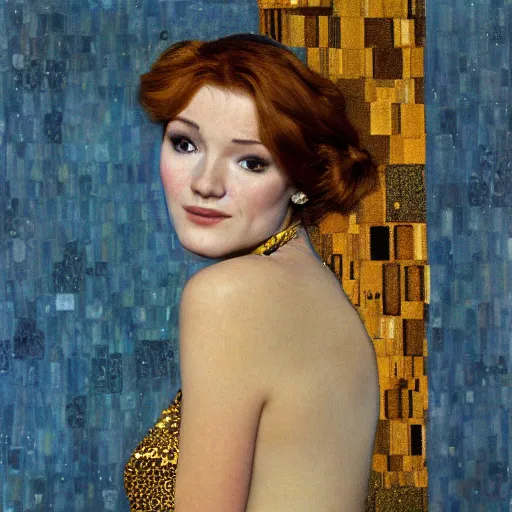 Image similar to full body faye reagan in the style of gustav klimt