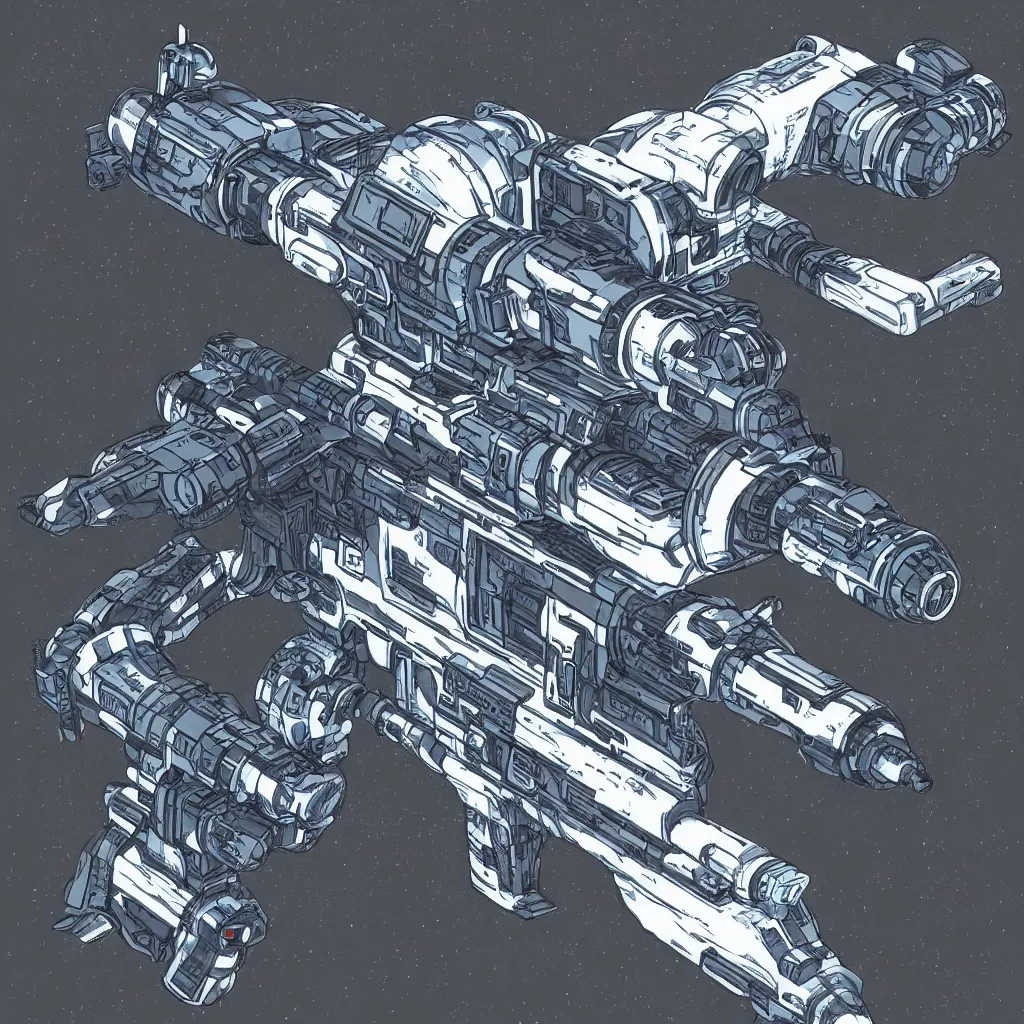 Image similar to a highly detailed portrait of a cybernetic plasma rifle with a white background