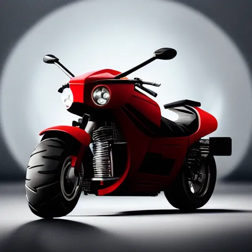 Image similar to motor cycle from the movie akira, moody lighting, shallow depth of field, 8 k, ultra realistic,