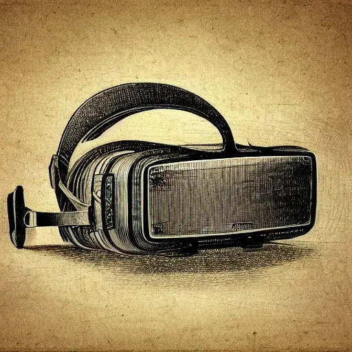 Image similar to Vintage, detailed, sketch of Oculus Rift, with full descriptions, on parchment, as depicted in Leonardo da Vinci's Codex Atlanticus