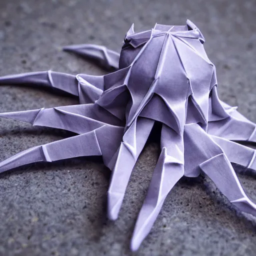 Image similar to an origami octopus, macro photography, ambient light