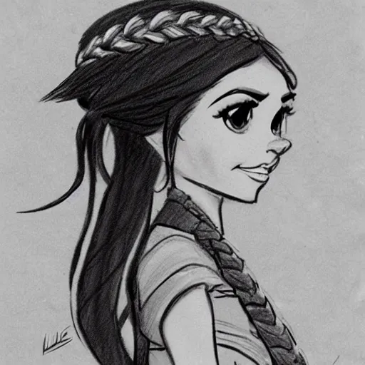 Prompt: milt kahl sketch of victoria justice with tendrils hair style as princess padme from star wars episode 3