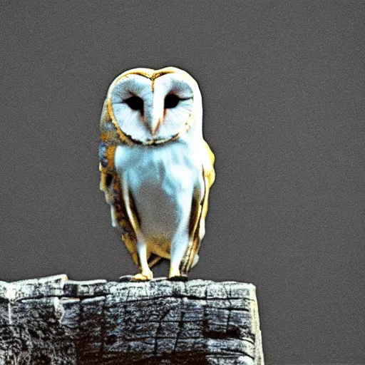 Prompt: noctilux, barn owl, cinestill,