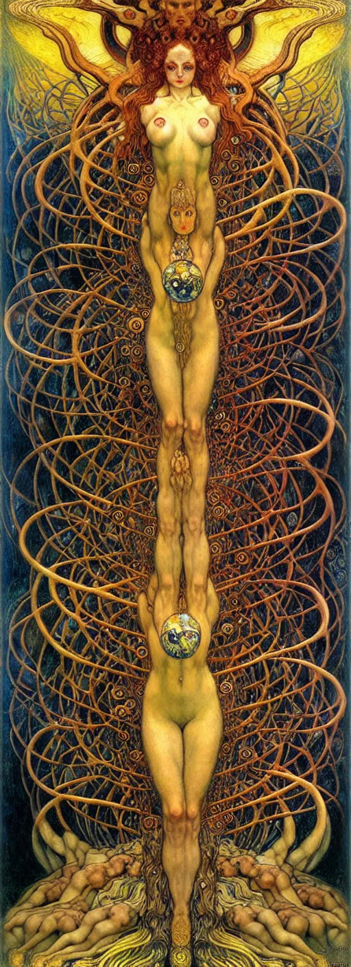 Image similar to Divine Chaos Engine by Karol Bak, Jean Delville, William Blake, Gustav Klimt, and Vincent Van Gogh, symbolist, visionary