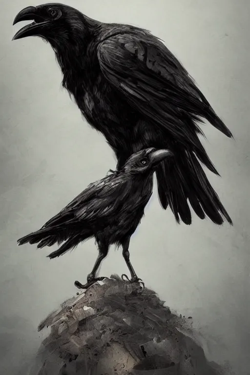 Image similar to beautiful crow full body portrait in the style of greg rutkowski and ayami kojima, trending on artstation, artstationhd, artstationhq, unreal engine, 4 k, 8 k