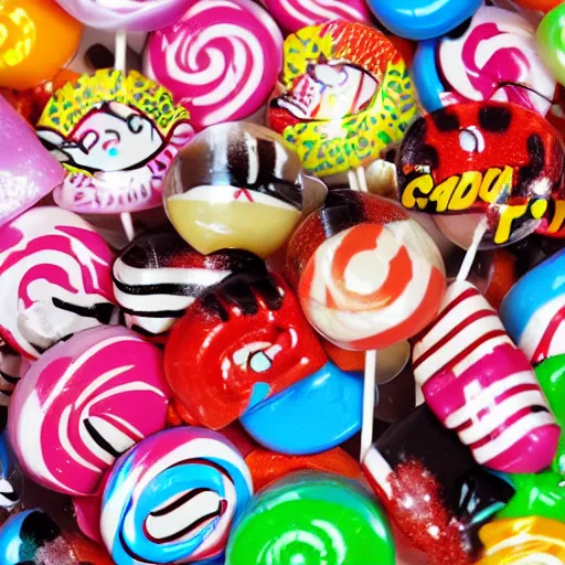 Prompt: a bad candy japan called bugs lollipop