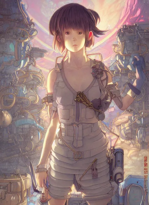 Prompt: prompt : ragnarok online portrait soft light painted by james jean and katsuhiro otomo and erik jones, inspired by akira anime, epic fantasy, a young tinker girl working on a device in her workshop, workshop in the background, intricate oil painting, high detail illustration, sharp high detail, manga and anime 1 9 9 9