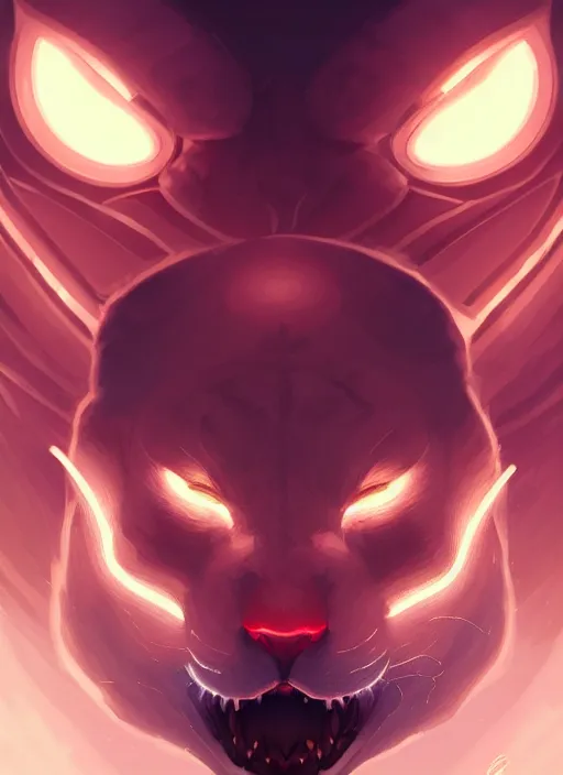 Image similar to symmetry!! portrait of rengar, league of legends, glowing lights!! intricate, elegant, highly detailed, digital painting, artstation, concept art, smooth, sharp focus, illustration, art by artgerm and greg rutkowski and alphonse mucha