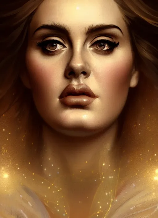 Prompt: portrait of adele, intricate, elegant, glowing lights, highly detailed, digital painting, artstation, glamor pose, concept art, smooth, sharp focus, illustration, art by wlop, alphonse mucha and greg rutkowski