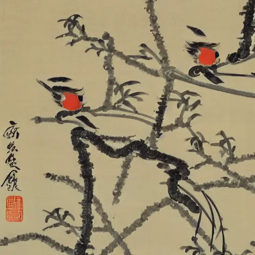 Image similar to the Chinese ancient painting of little birds ,by emperor Huizong of Song