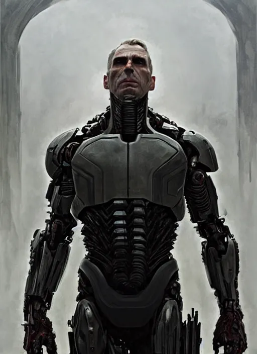 Image similar to daniel day - lewis as victor stone, full body concept, cyborg, borg, strogg, face of a man, terminator, flesh, quake strogg, doom demon, wolfenstein, monstrous, powerful, symmetry, symmetrical, concept art by ruan jia and greg rutkowski