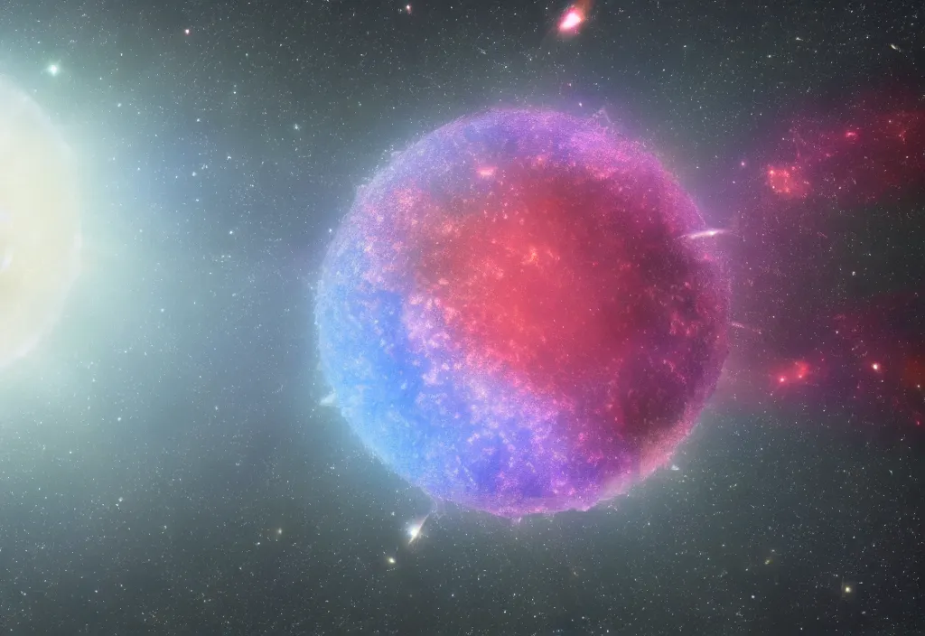 Prompt: photorealistic nebula surrounding a dyson sphere, 8 k,