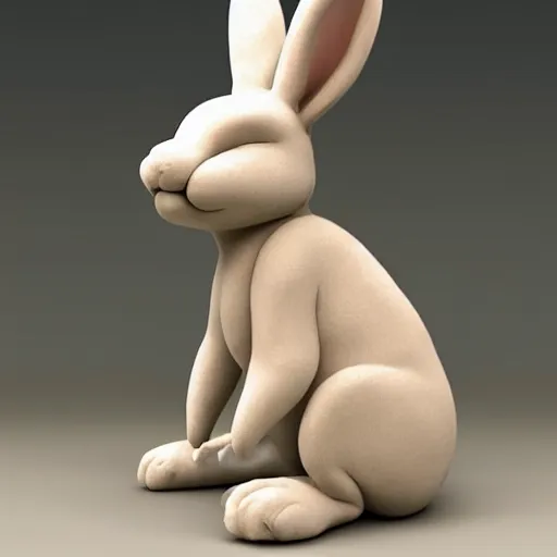Prompt: a clay sculpture of a funny bunny, in the style of michelangelo, new york city background, hyper realistic, 3 d render