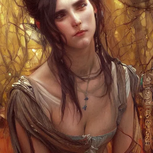 Image similar to a painting in the style of charlie bowater, and in the style of donato giancola, and in the style of john william waterhouse.