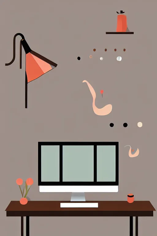 Image similar to minimalist boho style art of a computer, illustration, vector art