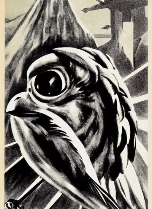 Image similar to vulture eye in 1940s propaganda poster, full hd