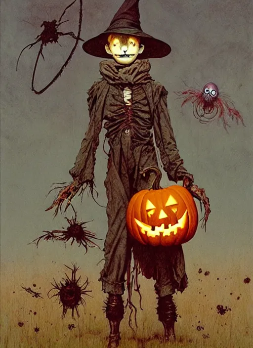 Image similar to halloween scarecrow by chiara bautista and beksinski and norman rockwell and greg rutkowski weta studio, and lucasfilm