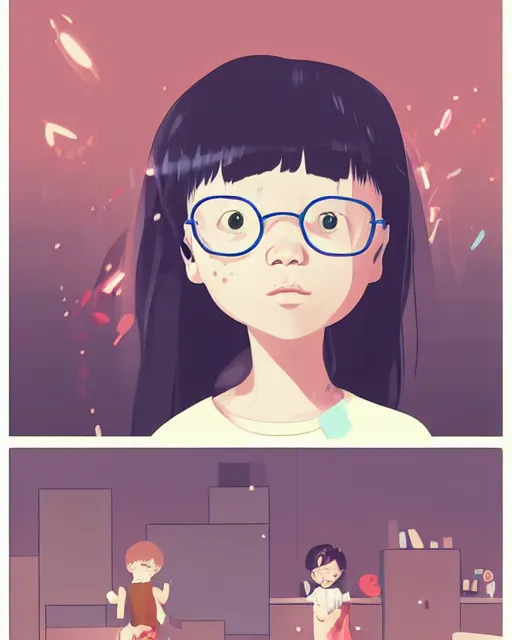 Image similar to a little girl is doing a science experiment. clean cel shaded vector art. minimalist illustration art by lois van baarle, artgerm, helen huang by makoto shinkai and ilya kuvshinov, rossdraws