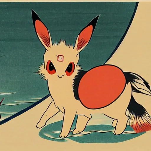 Image similar to Beautiful Ukiyo-e painting of an Eevee