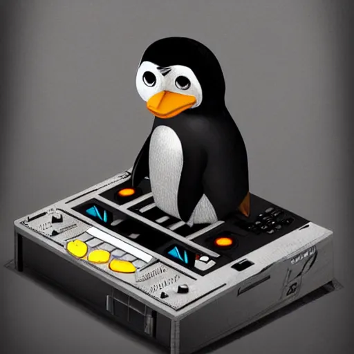 Prompt: A penguin Dj, highly detailed, digital art, trending on Artstation,