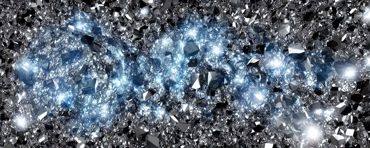 Image similar to asteroid made of shiny diamonds and crystals, [ shards, facets, cinematic, detailed, epic, widescreen, opening, establishing, mattepainting, photorealistic, realistic textures, octane render ]