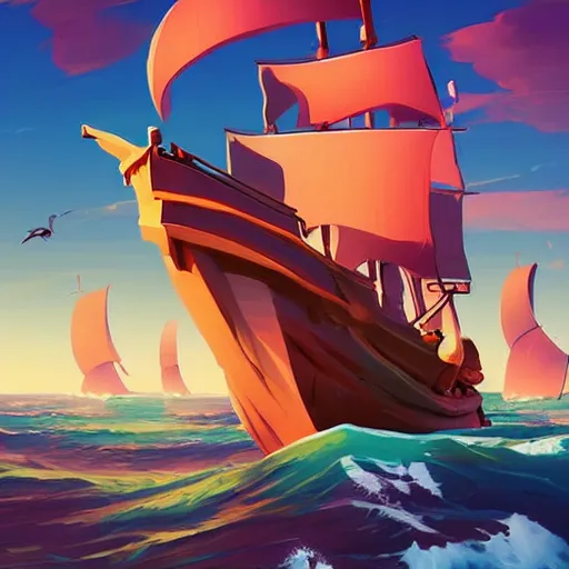 Image similar to painting treasure on sea of thieves game smooth median photoshop filter cutout vector, behance hd by jesper ejsing, by rhads, makoto shinkai and lois van baarle, ilya kuvshinov, rossdraws global illumination