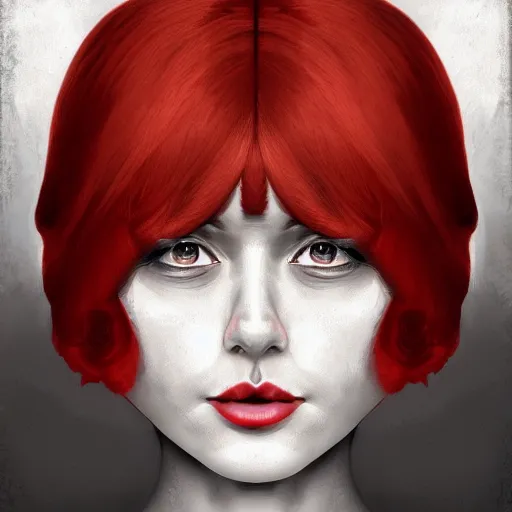 Prompt: a beautiful red haired woman, symmetrical portrait. dieselpunk. 4k hd, digital art, concept art