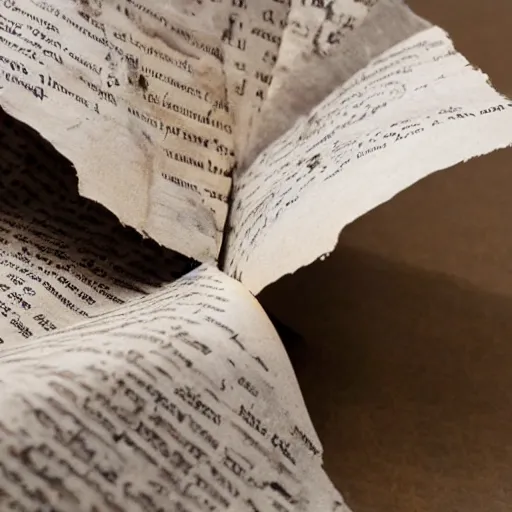 Image similar to a single torn page with a love poem written in ink, paper is weathered and stained while the text is smudged worn disintegrated discolored, seen from front