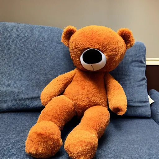 Prompt: a stuffed teddy bear with too long of legs