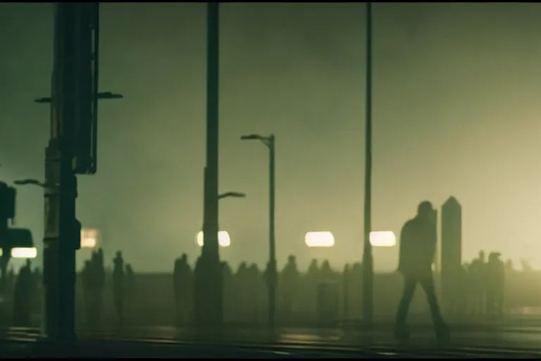 Prompt: film still of closeup drama in blade runner 2 0 4 9, train station, cinematic, moody, gritty neon noir by emmanuel lubezki