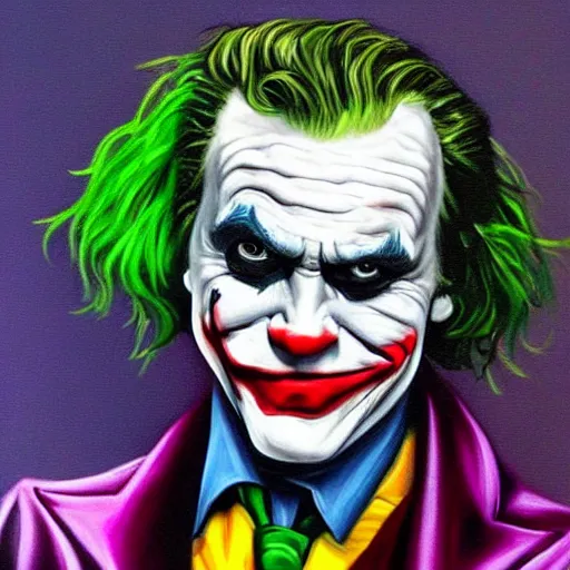 Image similar to the joker painted by jim carrey 3 4 k quality super realistic