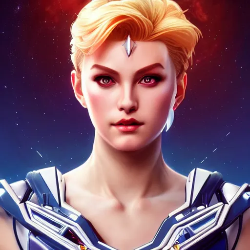 Image similar to symmetry!! portrait of sailor uranus! alien in the style of horizon zero dawn, machine face, intricate, elegant, highly detailed, digital painting, artstation, concept art, smooth, sharp focus, illustration, art by artgerm and ross tran and greg rutkowski and alphonse mucha, 8 k