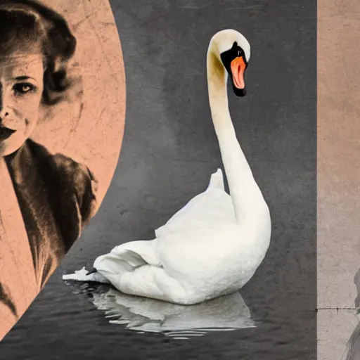 Prompt: a collage of a swan and a woman, dissected blown up, ultra realistic, cinematic